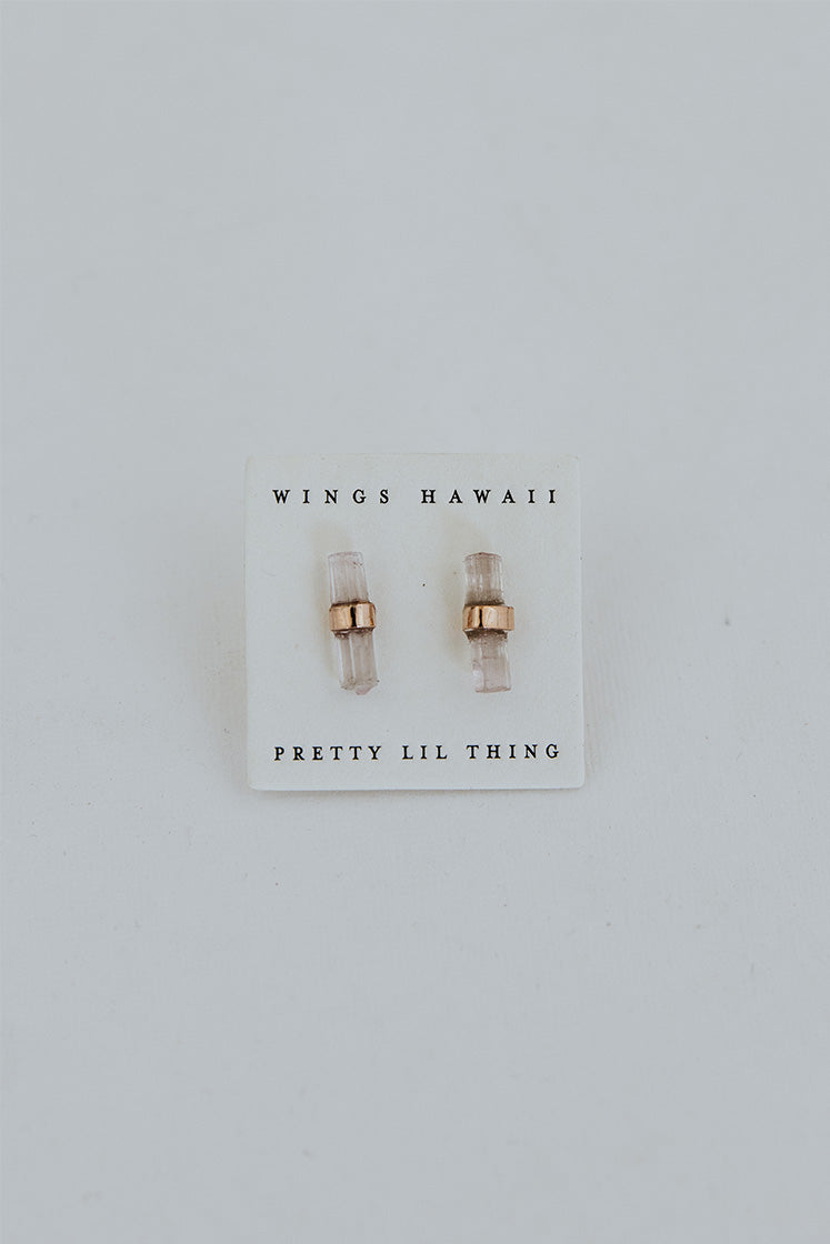 Banded Crystal Studs - Pink Tourmaline 14k Rose Gold