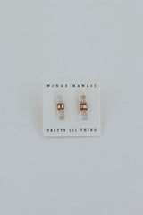 Banded Crystal Studs - Pink Tourmaline 14k Rose Gold thumbnail