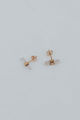 Banded Crystal Studs - Pink Tourmaline 14k Rose Gold thumbnail