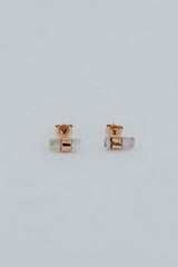 Banded Crystal Studs - Pink Tourmaline 14k Rose Gold thumbnail