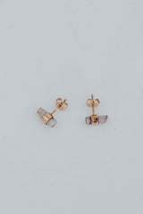Banded Crystal Studs - Pink Tourmaline 14k Rose Gold thumbnail