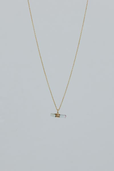 Banded Crystal Charm Necklace - Green Tourmaline