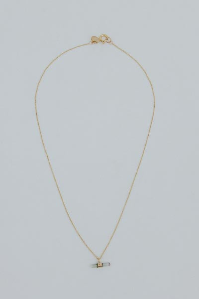Banded Crystal Charm Necklace - Green Tourmaline