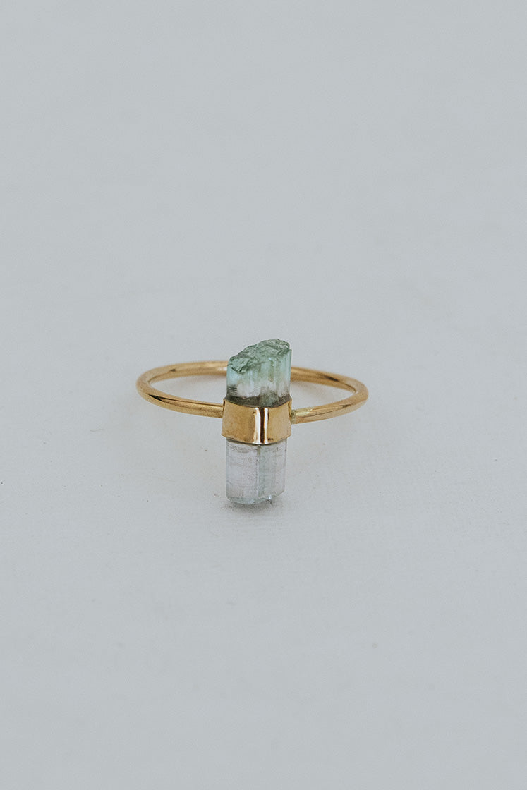 Banded Crystal Ring - Watermelon Tourmaline
