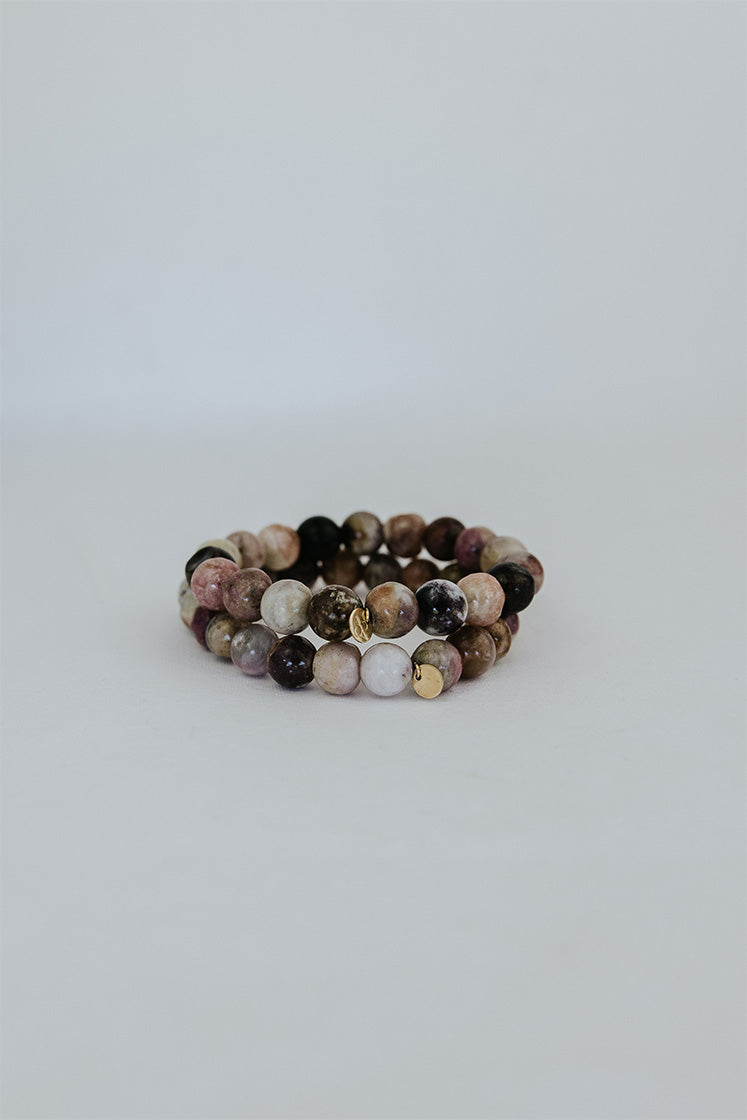 Stretchy Beaded Bracelet Large - Tourmaline