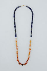 Beaded Lapis and Fire Opal Necklace thumbnail