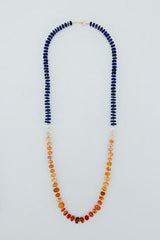 Beaded Lapis and Fire Opal Necklace thumbnail