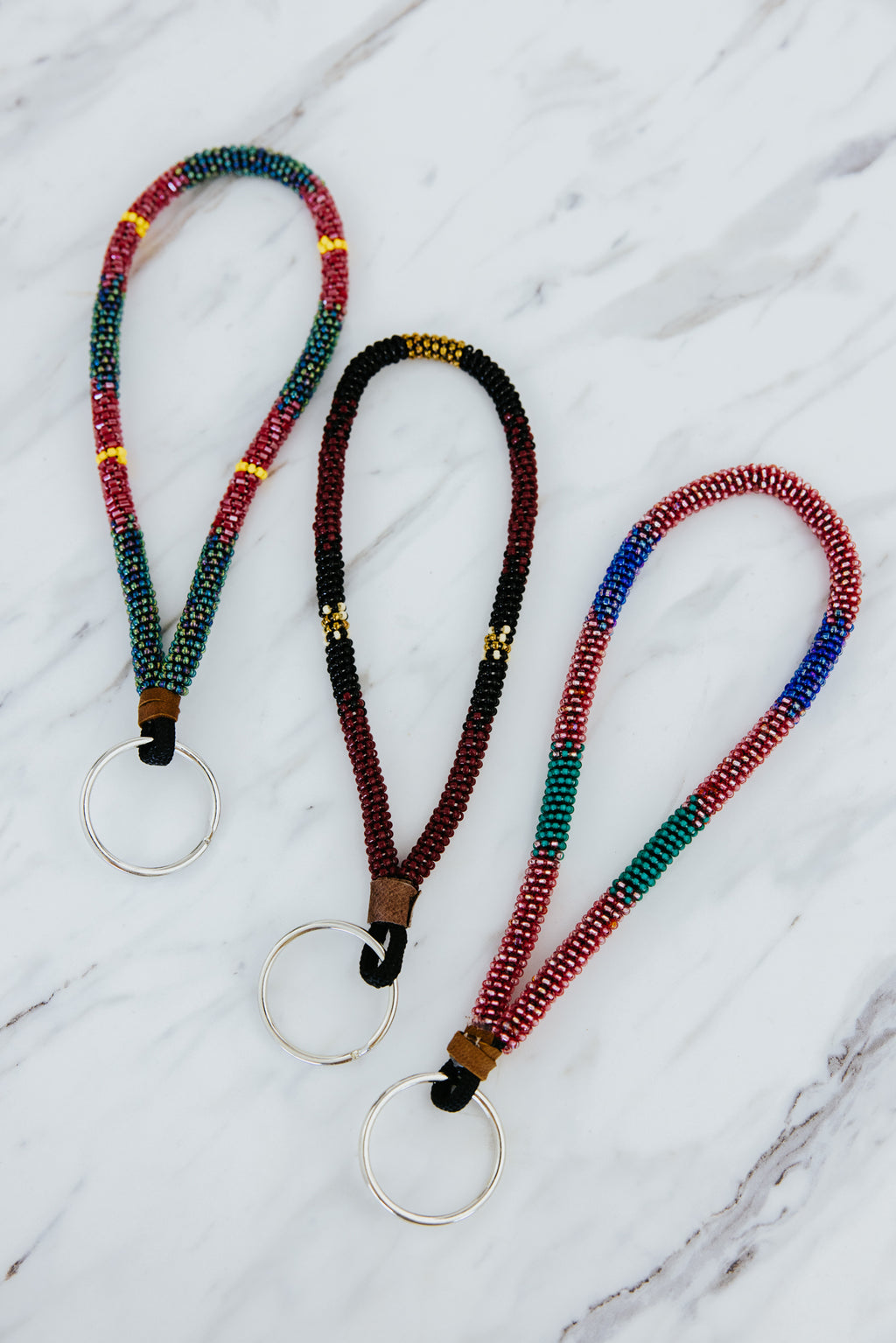 Wings Hawaii hand-beaded keychains. Colorful, chic bracelet-style loop keychains perfect for travel and great gifts