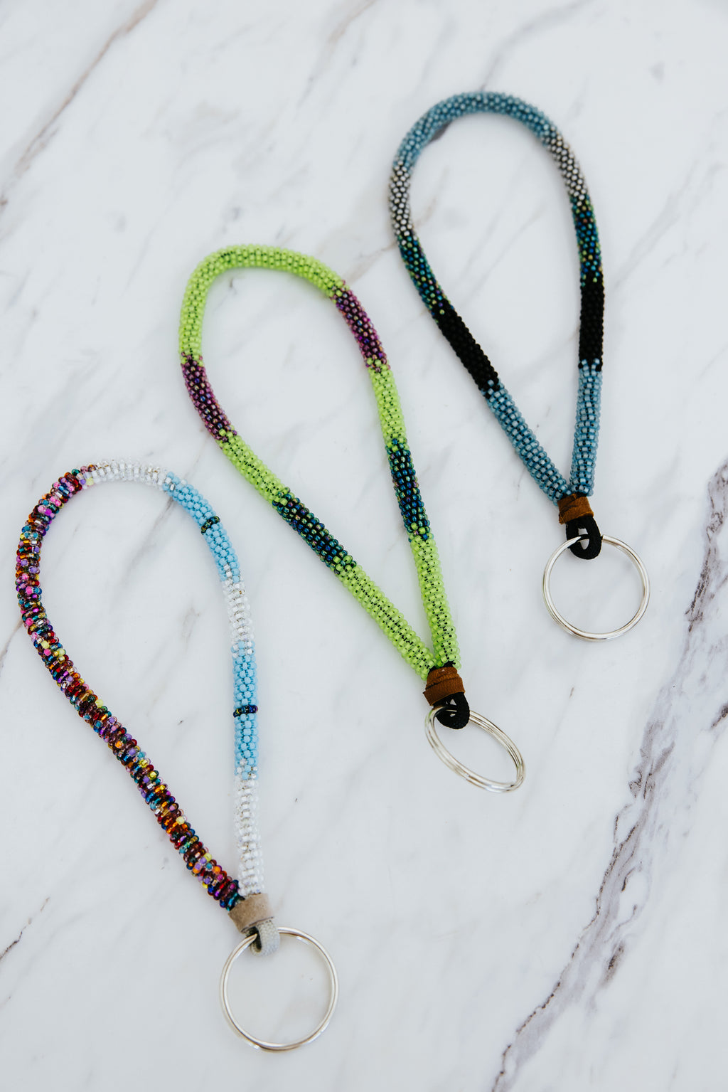 Wings Hawaii hand-beaded keychains. Colorful, chic bracelet-style loop keychains perfect for travel and great gifts