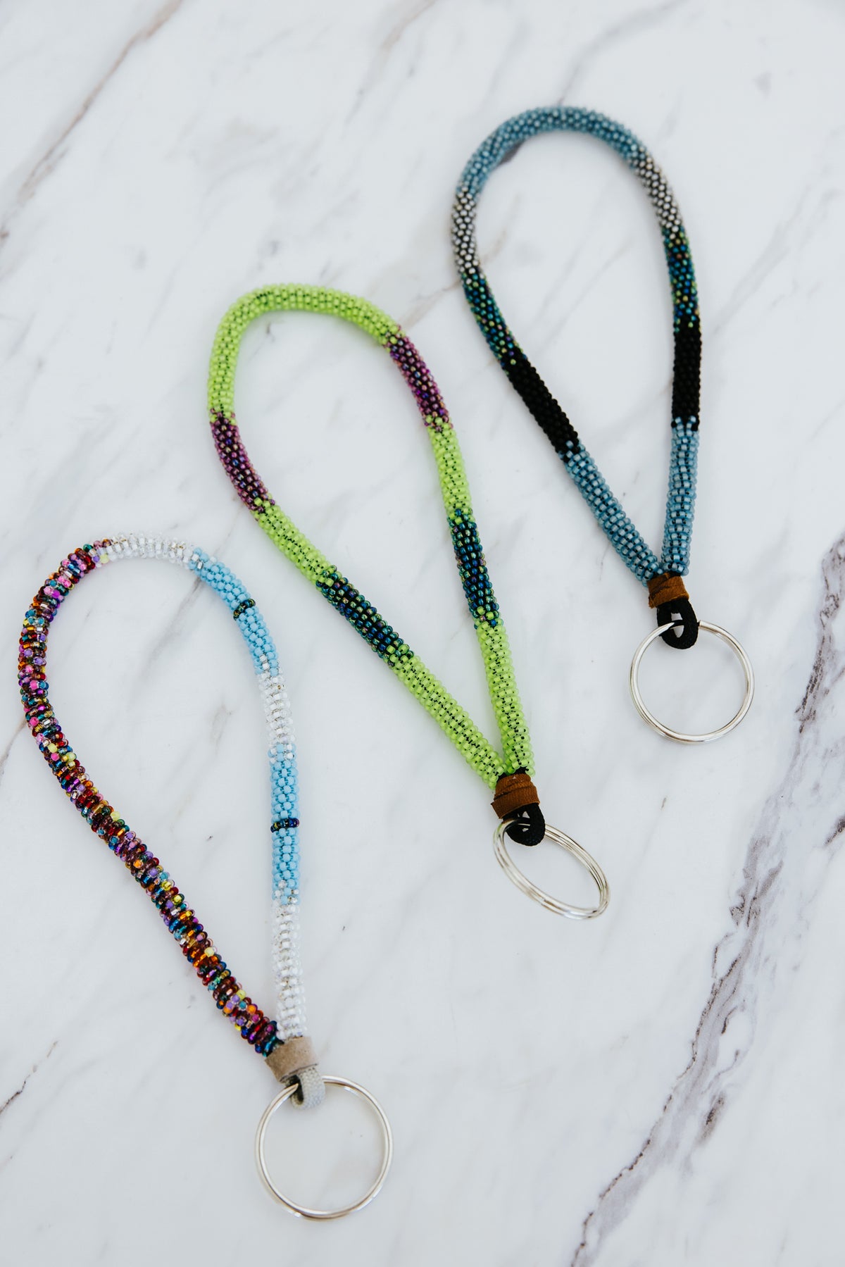 Wings Hawaii hand-beaded keychains. Colorful, chic bracelet-style loop keychains perfect for travel and great gifts