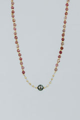 Tahitian Pearl Beaded Necklace - Pink Tourmaline thumbnail