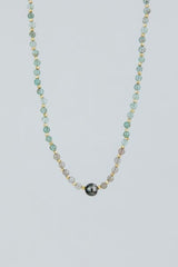 Tahitian Pearl Beaded Necklace - Blue Apatite thumbnail