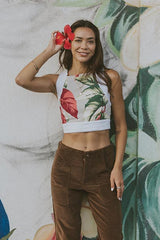 Pinafore Crop Top - Aloha Begonia Barkcloth thumbnail