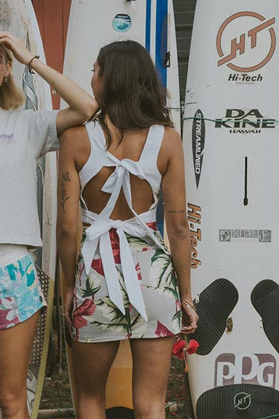 Pinafore Crop Top - Aloha Begonia Barkcloth