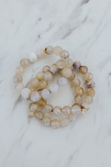 Gem Stretch Bracelet Large - Sakura Agate thumbnail