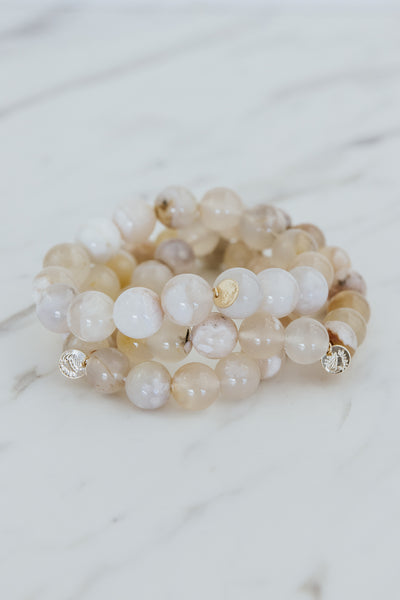 Stretchy Beaded Bracelet - Sakura Agate
