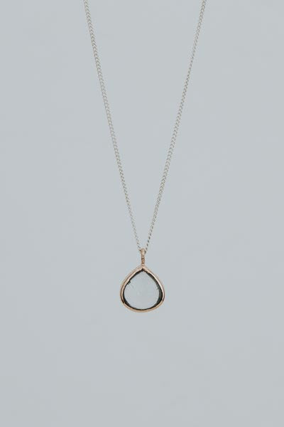 Dew Drop Necklace - Aquamarine Mixed Metals