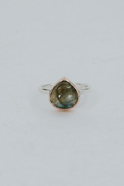 Dew Drop Ring - Labradorite Mixed Metals
