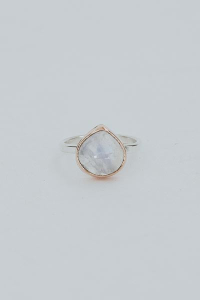 Dew Drop Ring - Moonstone Mixed Metals