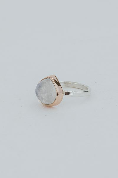 Dew Drop Ring - Moonstone Mixed Metals