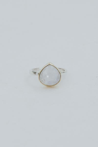 Dew Drop Ring - Moonstone Mixed Metals