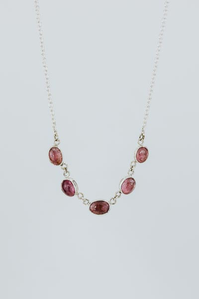 Wings Hawaii Five Stone - Bezel Set Necklace with Pink Tourmaline