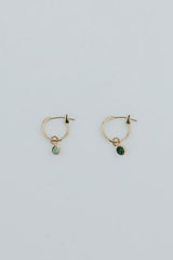 wings hawaii bezel set green tourmaline charms on clasping hoop earrings in 14k yellow gold  thumbnail
