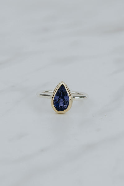 Teardrop Iolite Ring | 14K + SS