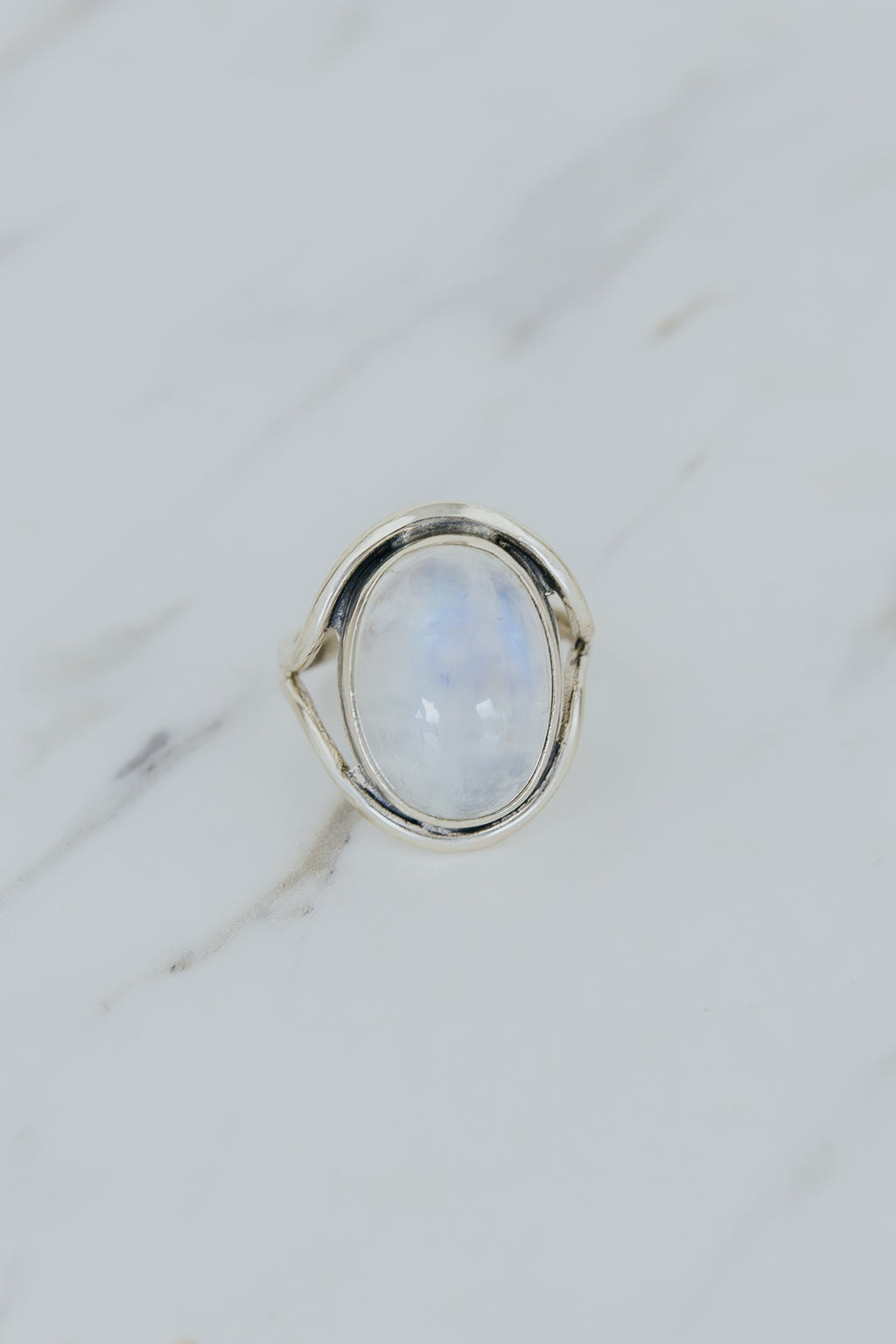 Vertical Evil Eye Ring - Moonstone