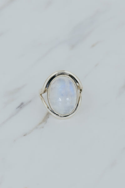 Vertical Evil Eye Ring - Moonstone