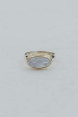 Wings Hawaii Horizon ring with rainbow moonstone in 14k yellow gold and sterling silver thumbnail