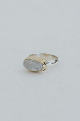 Wings Hawaii Horizon ring with rainbow moonstone in 14k yellow gold and sterling silver thumbnail