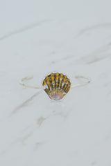 Wings Hawaii Moonrise Shell Cuff. Authentic, rare Hawaiian beach shell on sterling silver bracelet. Fine jewelry handmade with aloha on Maui. One of a kind gifts made in Hawaii.  thumbnail