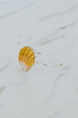 Wings Hawaii Sunrise Shell Cuff. Authentic Hawaiian beach shell on sterling silver bracelet. Fine jewelry handmade with aloha on Maui. One of a kind gifts made in Hawaii.  thumbnail