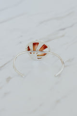Wings Hawaii Sunrise Shell Cuff. Authentic Hawaiian beach shell on sterling silver bracelet. Fine jewelry handmade with aloha on Maui. One of a kind gifts made in Hawaii.  thumbnail