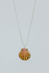 Wings Hawaii bezel-set Sunrise Shell necklace. Authentic, rare Hawaiian beach shell on sterling silver chain necklace. Fine jewelry handmade with aloha on Maui. One of a kind gifts made in Hawaii. thumbnail