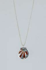 Wings Hawaii bezel-set Sunrise Shell necklace. Authentic, rare Hawaiian beach shell on sterling silver chain necklace. Fine jewelry handmade with aloha on Maui. One of a kind gifts made in Hawaii. thumbnail