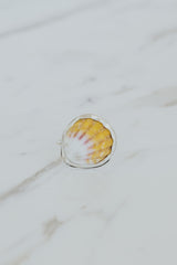 Wings Hawaii bezel-set Sunrise Shell ring bezel-set in sterling silver. Authentic, rare Hawaiian beach shell. Fine jewelry handmade with aloha on Maui. One of a kind gifts made in Hawaii. thumbnail