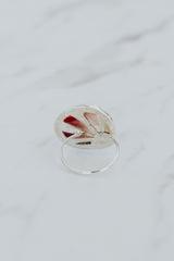 Wings Hawaii bezel-set Sunrise Shell ring bezel-set in sterling silver. Authentic, rare Hawaiian beach shell. Fine jewelry handmade with aloha on Maui. One of a kind gifts made in Hawaii. thumbnail