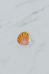 Wings Hawaii bezel-set Sunrise Shell ring bezel-set in sterling silver. Authentic, rare Hawaiian beach shell. Fine jewelry handmade with aloha on Maui. One of a kind gifts made in Hawaii. thumbnail