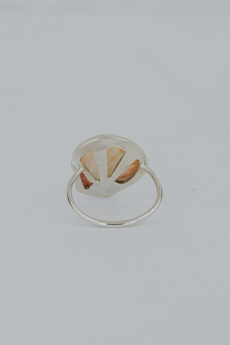 Bezel Set Sunrise Shell Ring