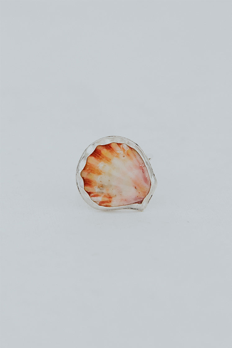 Bezel Set Sunrise Shell Ring