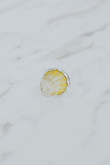 Wings Hawaii bezel-set Sunrise Shell ring bezel-set in sterling silver. Authentic, rare Hawaiian beach shell. Fine jewelry handmade with aloha on Maui. One of a kind gifts made in Hawaii. thumbnail