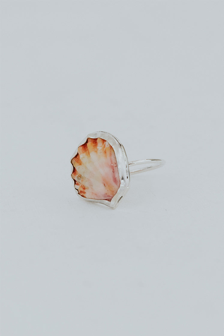 Bezel Set Sunrise Shell Ring
