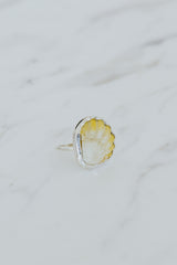 Wings Hawaii bezel-set Sunrise Shell ring bezel-set in sterling silver. Authentic, rare Hawaiian beach shell. Fine jewelry handmade with aloha on Maui. One of a kind gifts made in Hawaii. thumbnail