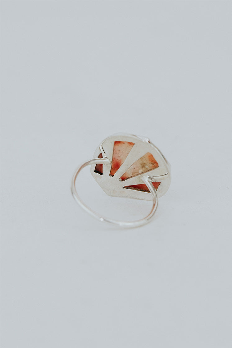 Bezel Set Sunrise Shell Ring