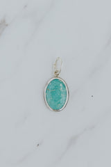 Wings Hawaii bezel-set Arizona Turquoise necklace charm in sterling silver. Fine jewelry and modern charm necklaces handmade in Maui.  thumbnail
