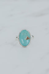 Wings Hawaii Arizona Turquoise Ring in sterling silver. Ring size 8. Bezel set. Fine jewelry handcrafted in Maui.  thumbnail