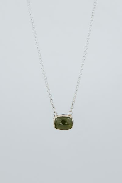 Vesuvianite Chain Necklace - 14k + SS