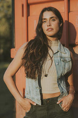 Lexi Mock Neck Tank - Ivory Gold Sparkle thumbnail